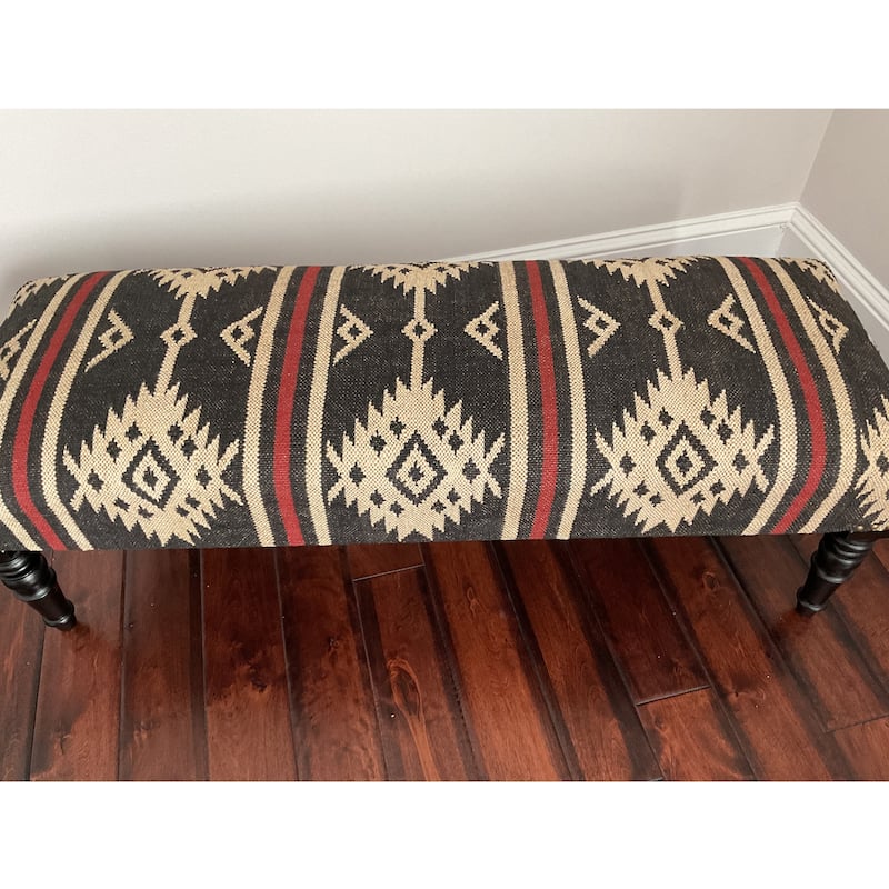 HERAT ORIENTAL Handmade Jute-upholstered Wooden Bench - 48" x 16" x 18"