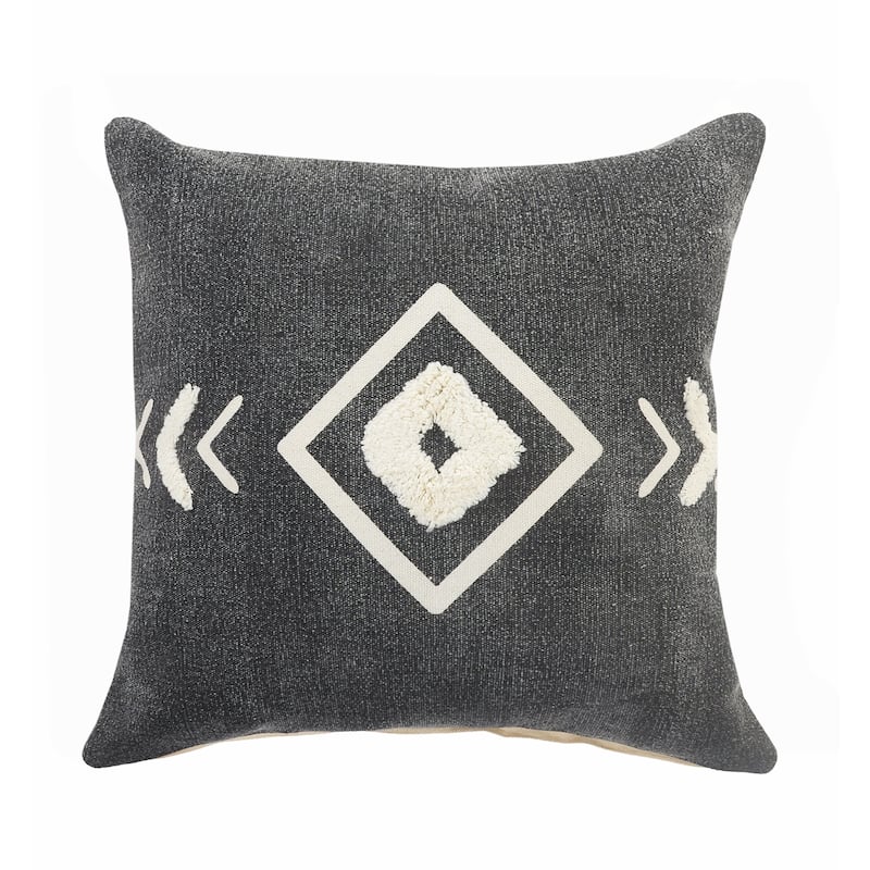 Sevita Tufted White Geometric Diamond Throw Pillow