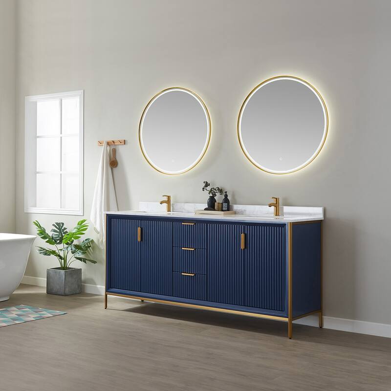 Granada 72" Vanity in Royal Blue with Countertop With Mirror
