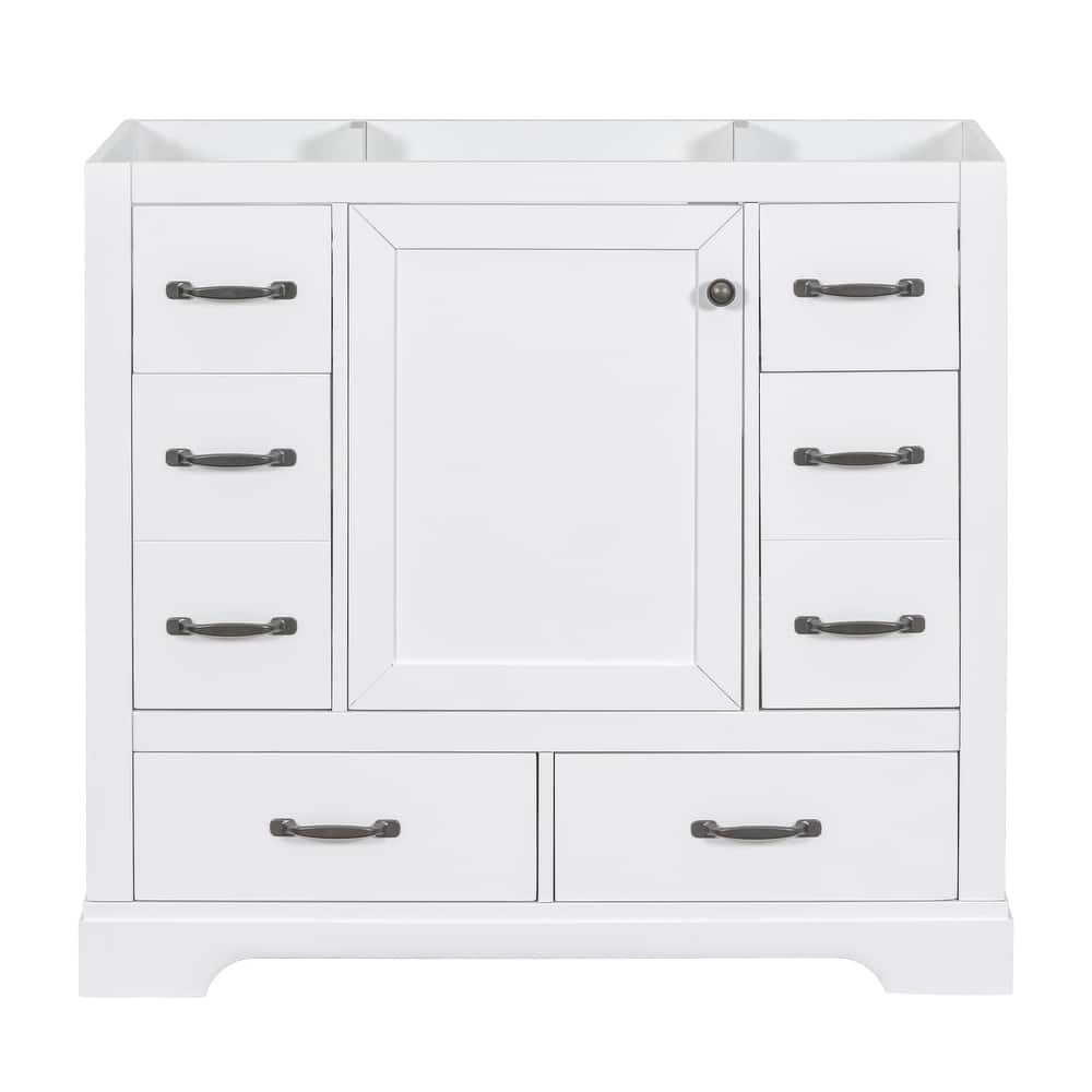 GDFStudio - Avalon 36-Inch Bathroom Vanity Cabinet Base Only, Six Drawers, Multi-Functional Drawer Divider, Painted Finish