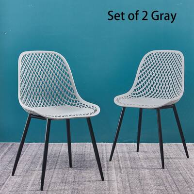 Gray Metal Outdoor Dining Chair (Set of 2)
