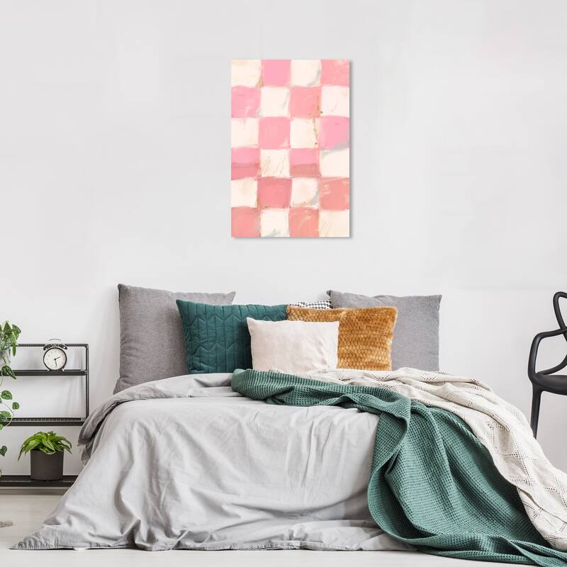 Wynwood Studio Canvas Education and Office Little Squares II Pink and Modern & Contemporary Wall Art Canvas Print - 24 x 16
