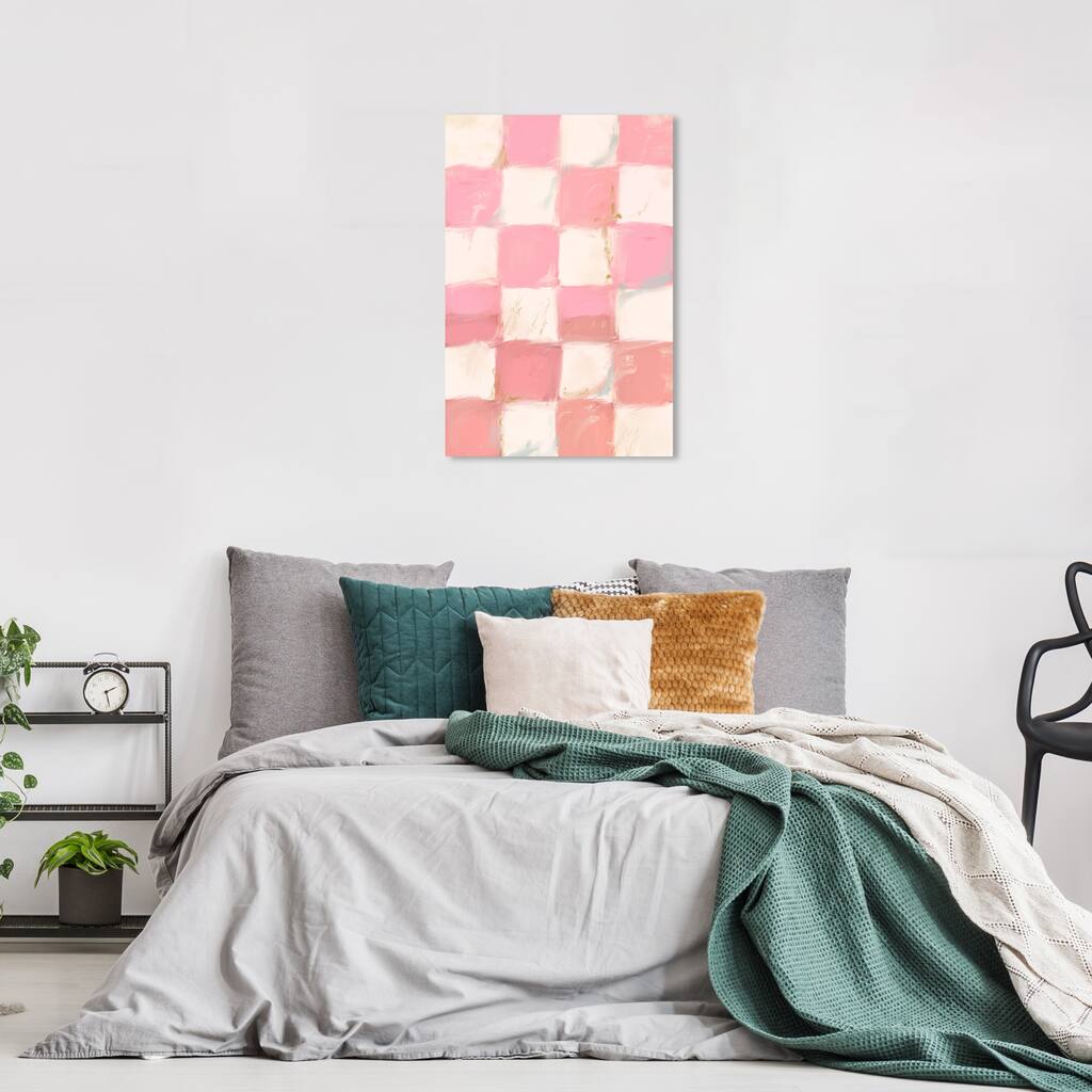 Wynwood Studio Canvas Education and Office Little Squares II Pink and Modern & Contemporary Wall Art Canvas Print