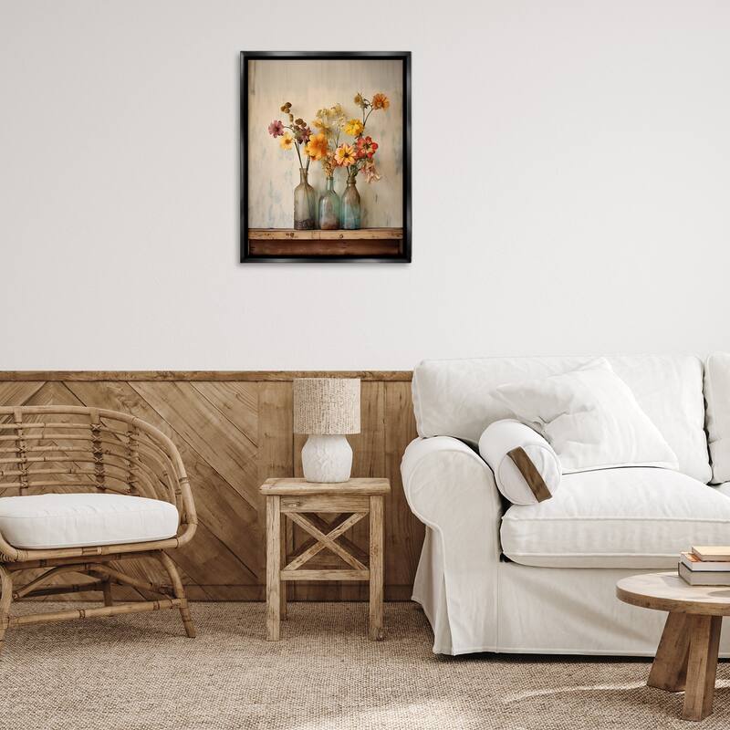 Stupell Rustic Spring Flowers Shelf Framed Floater Canvas Wall Art Design By Arlington Prints