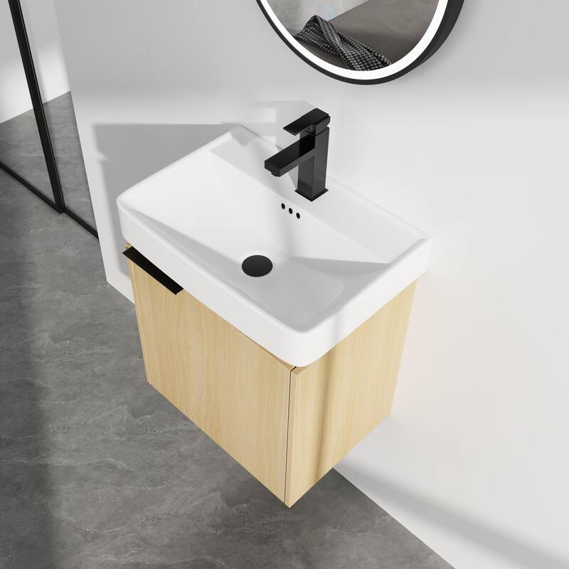 ARTCHIRLY 16/20/24/30/36 Inch Bathroom Vanity With Sink, Floating Bathroom Vanity With Soft Close Door