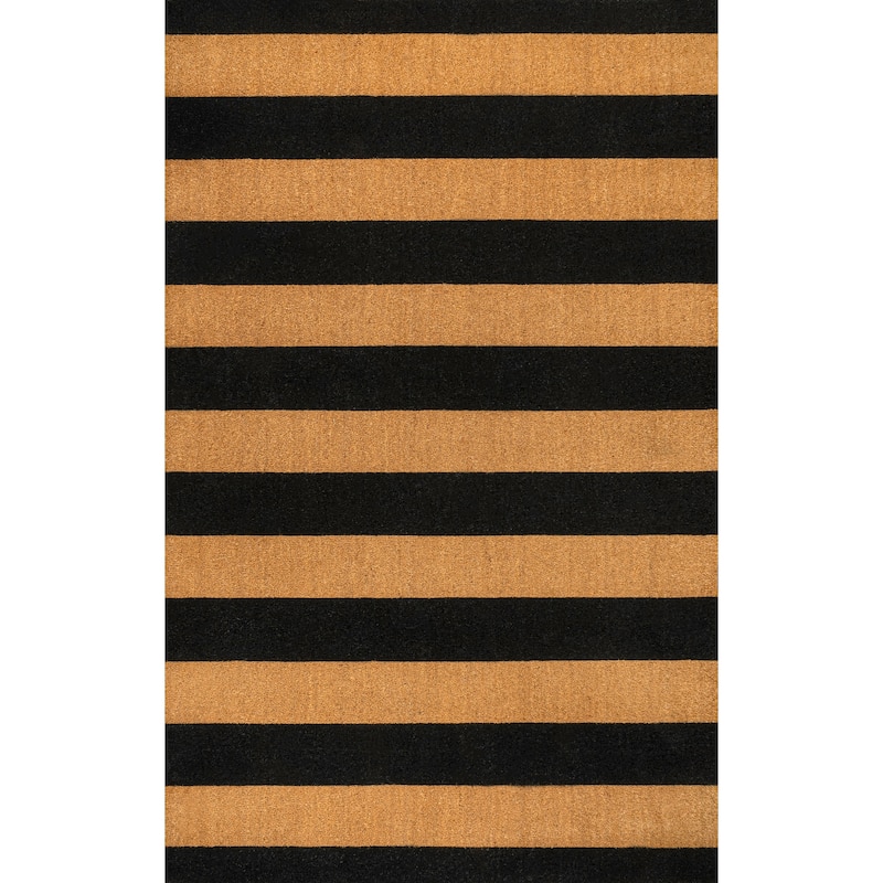 Sutton Modern Coastal Striped Coir Indoor/Outdoor Area Rug