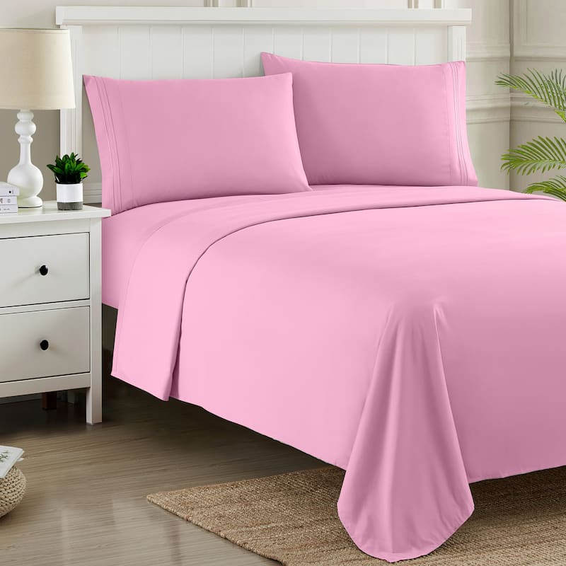Sweet Home Collection 4 Piece Sheet Set, Ultra Soft 1800 Series, Double Brushed Microfiber.