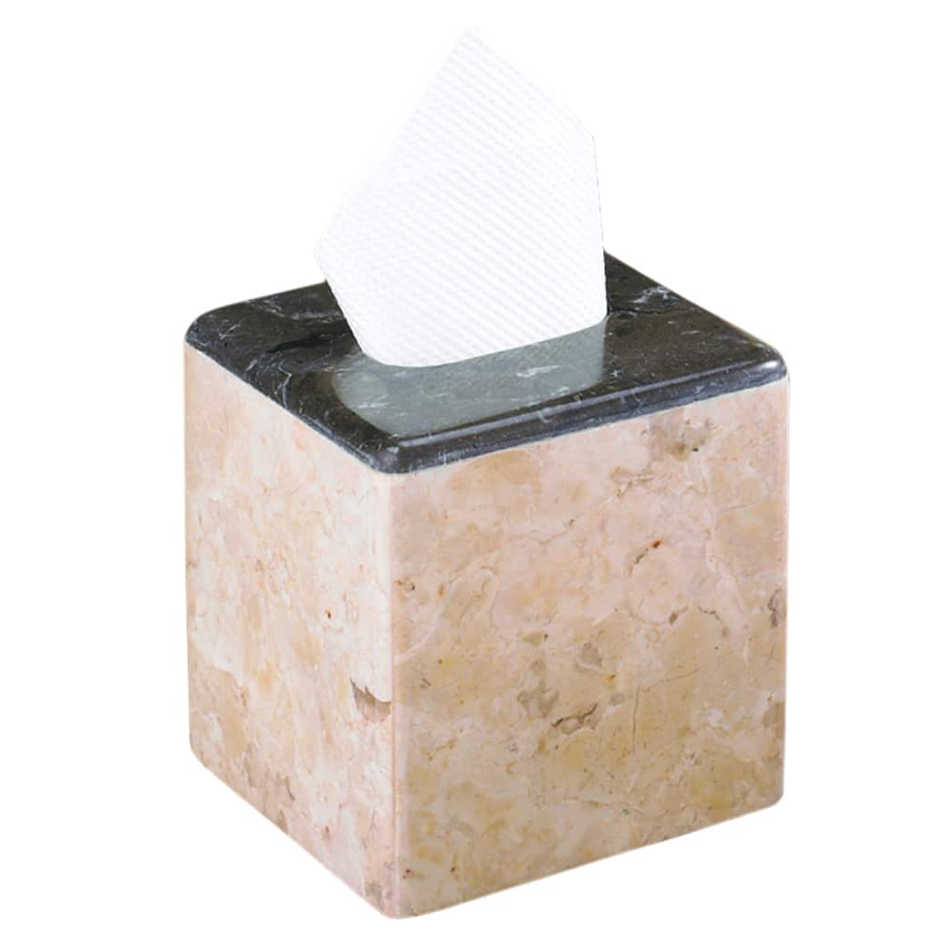 Creative Home 2-Tone Marble Square Tissue Box Cover Tissue Paper Holder - Beige/Charcoal