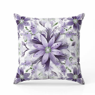 Snowy Crest Faux Suede Reversible Throw Pillow White and Purple
