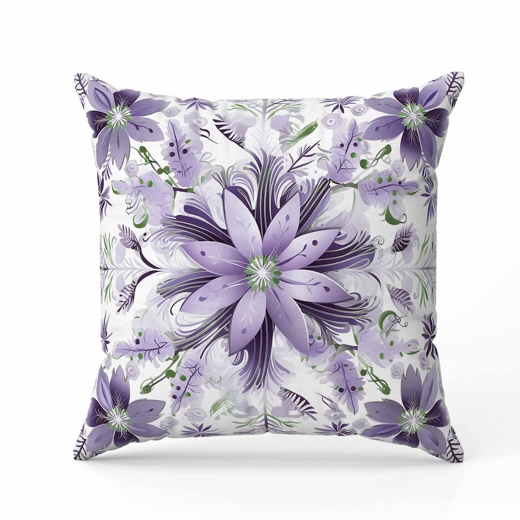 Snowy Crest Indoor/Outdoor Reversible Throw Pillow White and Purple