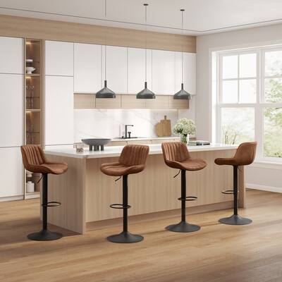 Art Leon Faux Leather Adjustable Swivel Barstool (Set of 4)