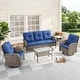 preview thumbnail 44 of 68, Outdoor Swivel Rocker Chairs with Sofa Table Blue - Grey