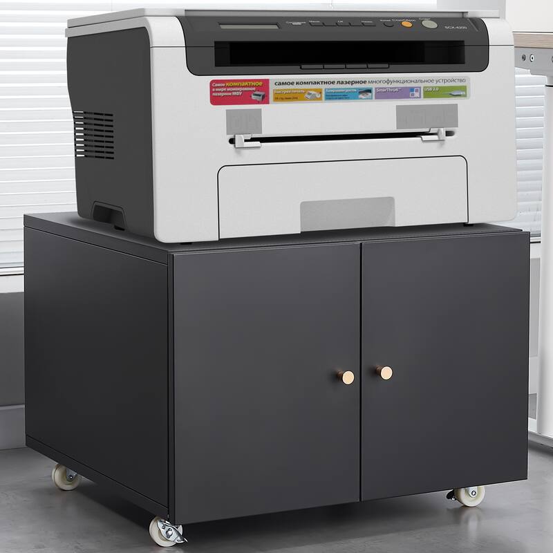 Office furniture Copier Cabinet With 2 door steel copier stand mobile pedestal file Printer Stand - Black