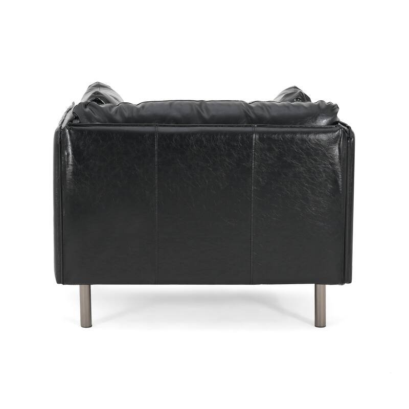 Faux Leather Lounge Chair with Wood Frame