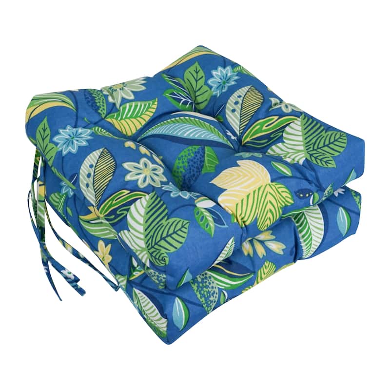 16-inch Square Tufted Indoor/Outdoor Chair Cushions (Set of 2) - 16" - Skyworks Caribbean