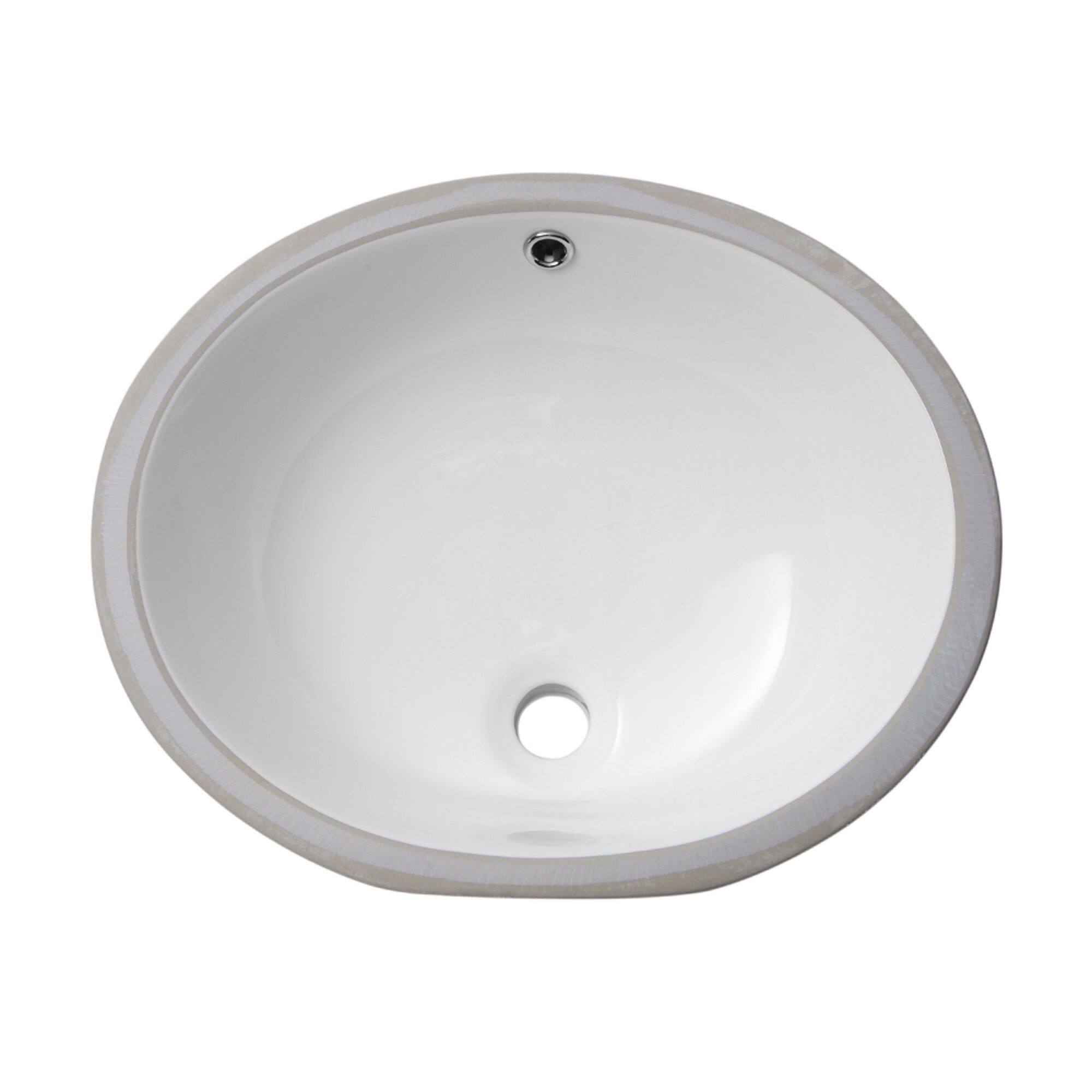 Lordear 19 inch Undermount Bathroom Sink White Ceramic Oval Lavatory ...