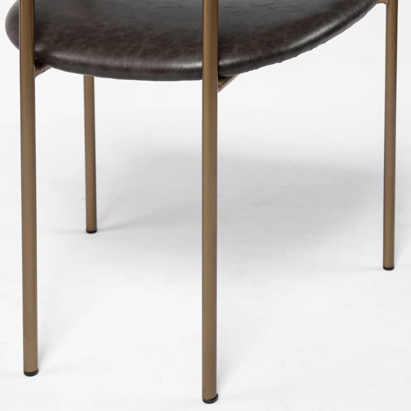 Parker Brown Faux Leather Seat Gold Metal Dining Chair (Set of 2) - 21.6"W x 21.2"D x 28.7"H