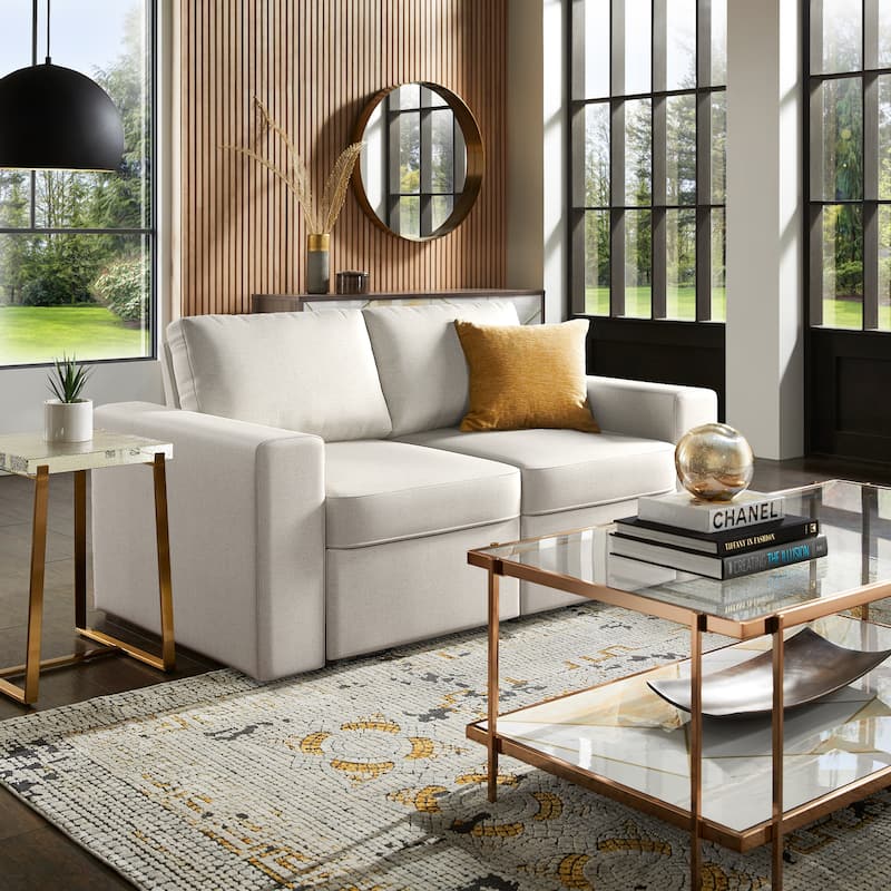 Soma Upholstered Loveseat with 2 Hidden Metal Wire Storage Drawers by iNSPIRE Q Modern
