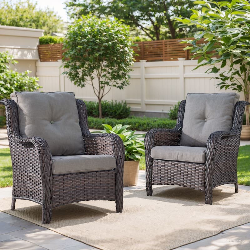 Gymojoy Wicker Patio Club Chairs with Olefin Weather-Resistant Cushions