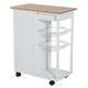 preview thumbnail 10 of 8, HOMCOM 28” Rolling Kitchen Trolley Serving Cart Storage Cabinet Bamboo Top with Wire Basket & Glass Door & Drawers - White