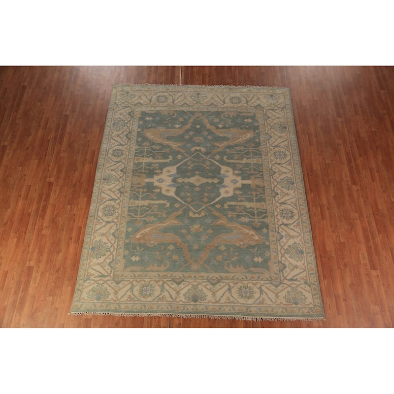 Oushak Indian Rug Hand-Knotted Transitional Wool Carpet - 8'0"x 9'9"