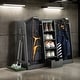 preview thumbnail 3 of 8, Golf Bag Storage Organizer for Garage, Premium Wooden 2 Golf Bags Rack with Drawer, Easy Assemble Golf Club Stand/Holder