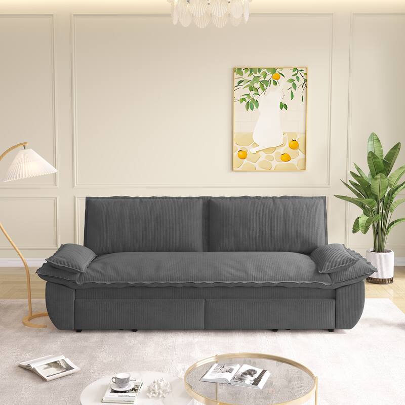 73" Queen Convertible Sleeper Sofa, 3-in-1 Pull Out Sofa Bed, Velvet Upholstery, Space-Saving Loveseat for Small Spaces