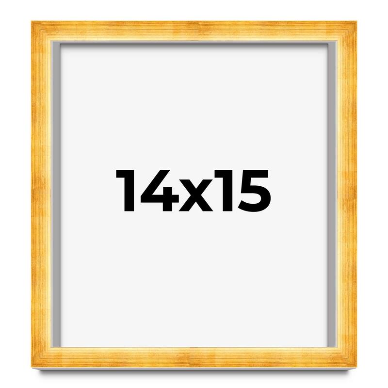 14x15 Shadow Box Frame Gold | 1.625 Inches Deep Real Wood Traditional