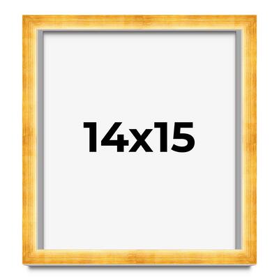 14x15 Shadow Box Frame Gold | 1.625 Inches Deep Real Wood Traditional
