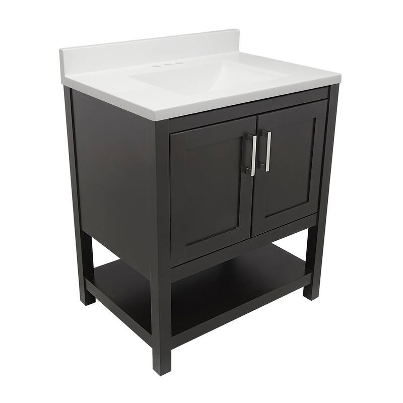 Taos 31" Bathroom Vanity with Cultured Marble Vanity Top Sink in White with White Basin