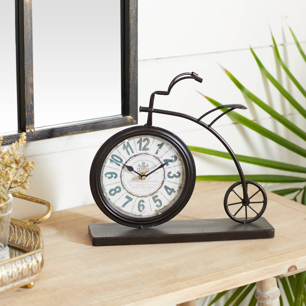Brown Metal Bike Decorative Clock - 13 x 3 x 12