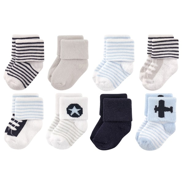 slide 1 of 1, Luvable Friends Baby Boy Newborn and Baby Terry Socks, Airplane 0-6 Months - Airplane 8-Pack