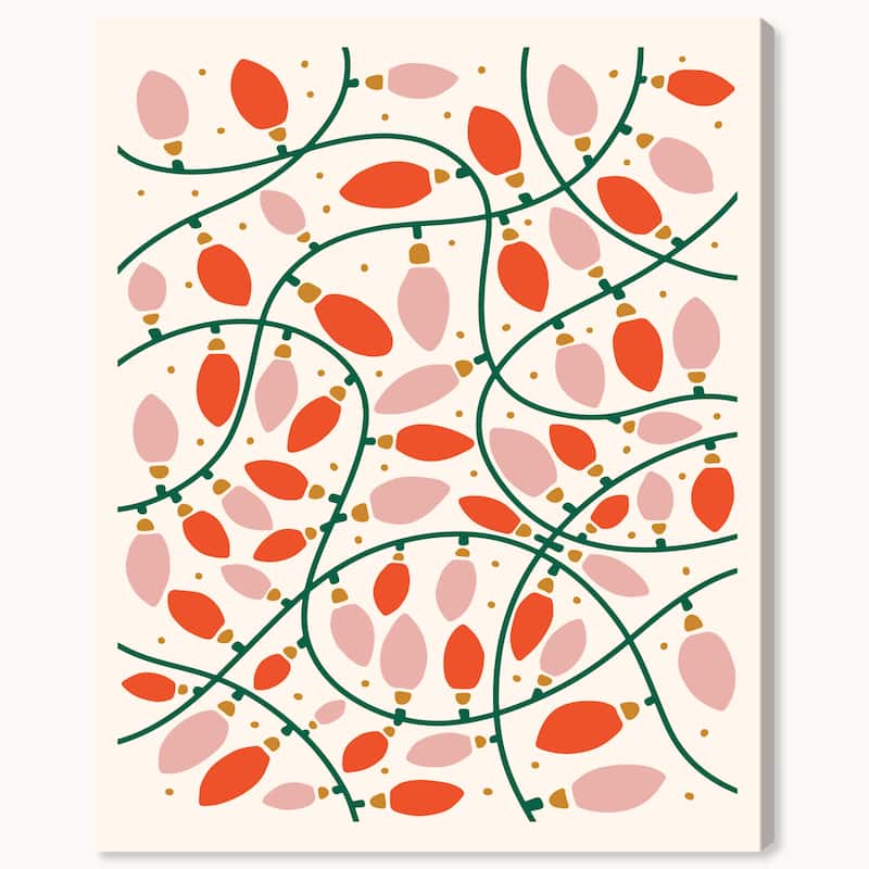 Wynwood Studio Canvas Holiday and Seasonal Christmas Outdoor Lights Red Modern & Contemporary Wall Art Canvas Print