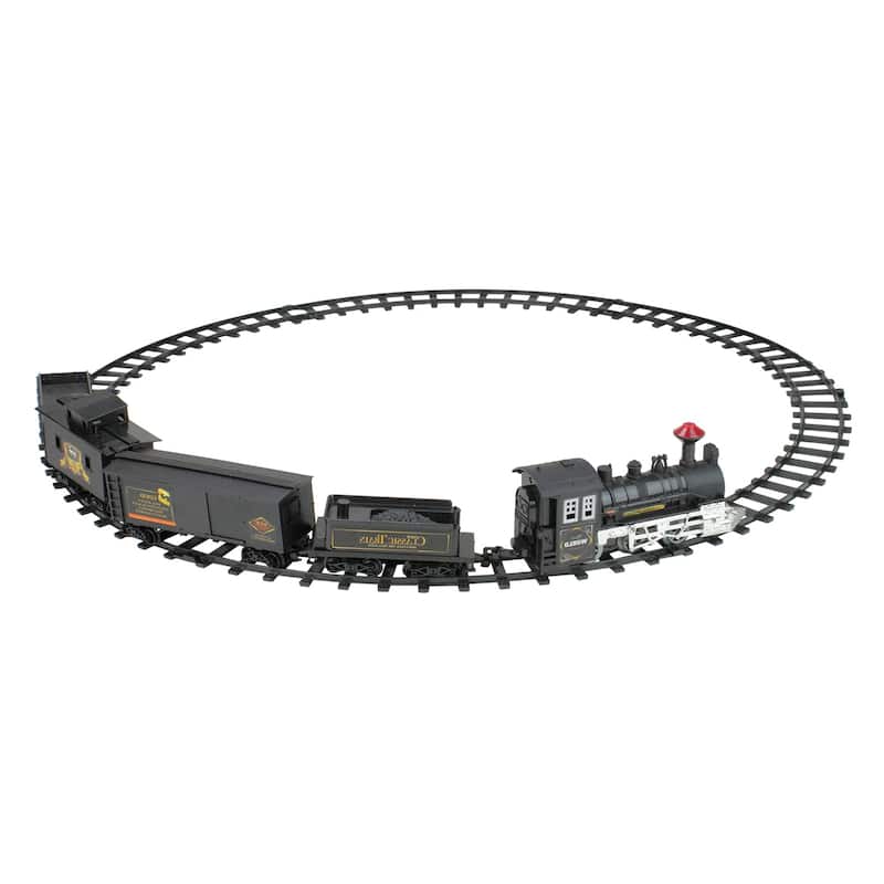 15-Piece Pre-Lit Gray Battery Operated and Animated Classic Train Set with Sound 8.75"