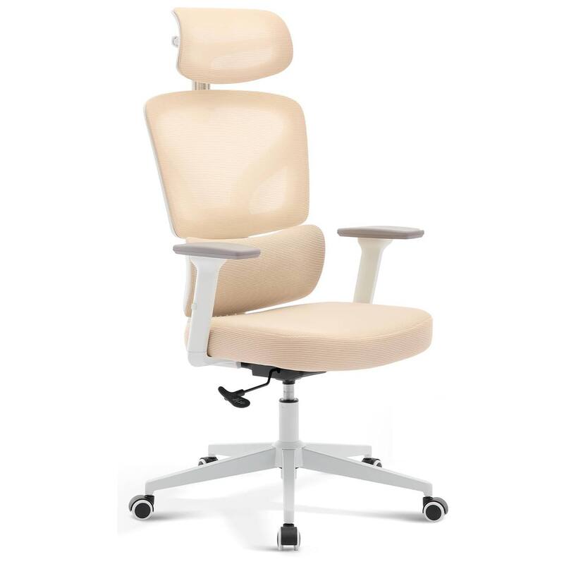 Ergonomic Office High-Back Computer Gaming Chair for Home, Office, Rolling Swivel - Beige