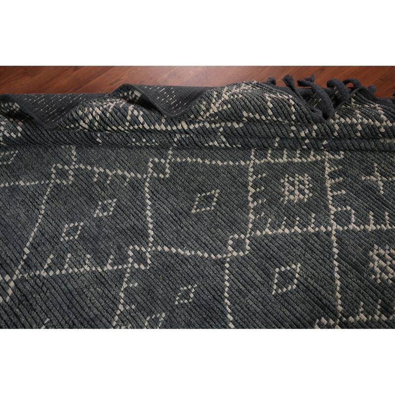 Trellis Moroccan Oriental Area Rug Hand-Knotted Wool Carpet - 8'1" x 9'9"