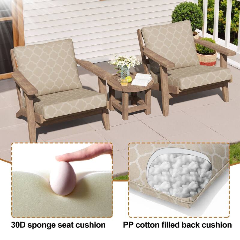 27.6 in W * 24.4 in D Outdoor Patio Deep Seat Cushion Chair Set