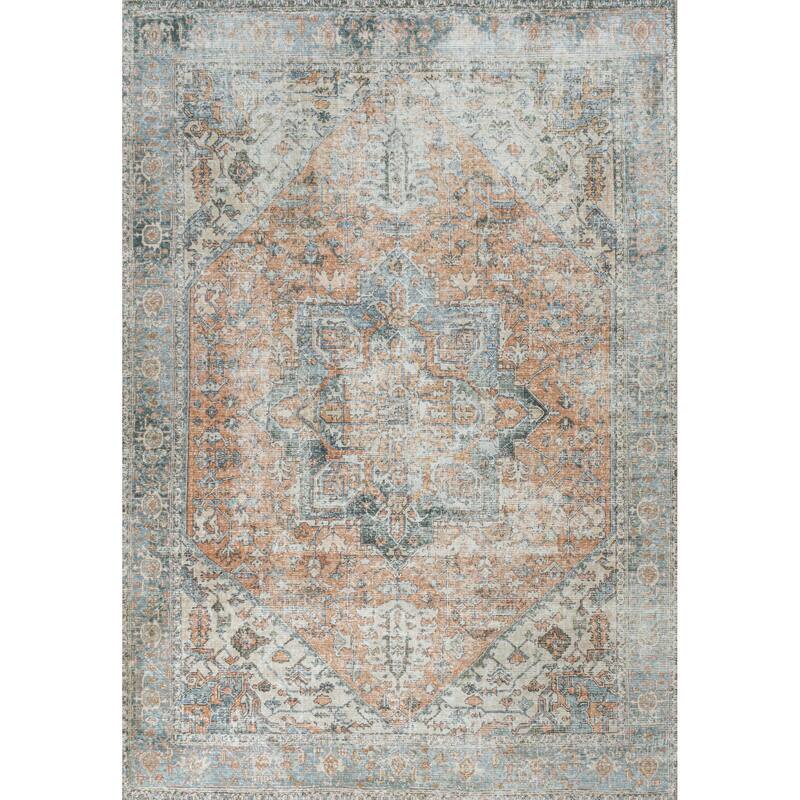 JONATHAN Y Bausch Distressed Medallion Chenille Machine-Washable Area Rug - 5 X 8