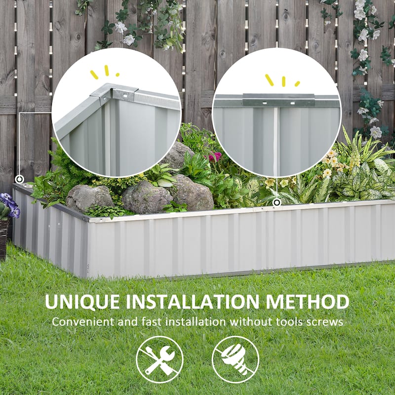 Outsunny 69'' x 36'' Metal Raised Garden Bed, DIY Large Steel Planter Box, No Bottom w/ A Pairs of Glove for Backyard