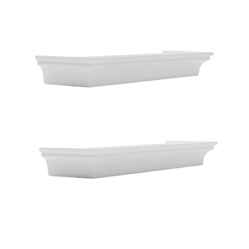 Melannco Set of 2 Melannco Floating Wall Shelves, 14 Inch, White