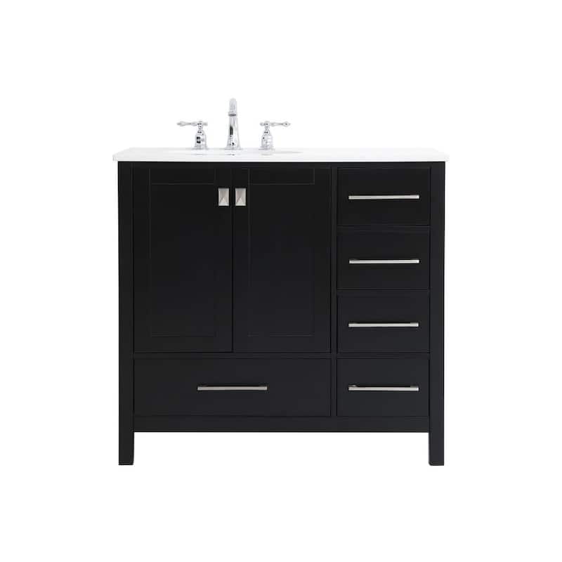 Elegant Lighting VF18836 Irene 36" Free Standing Single Basin Vanity - Black - Anthracite Finish