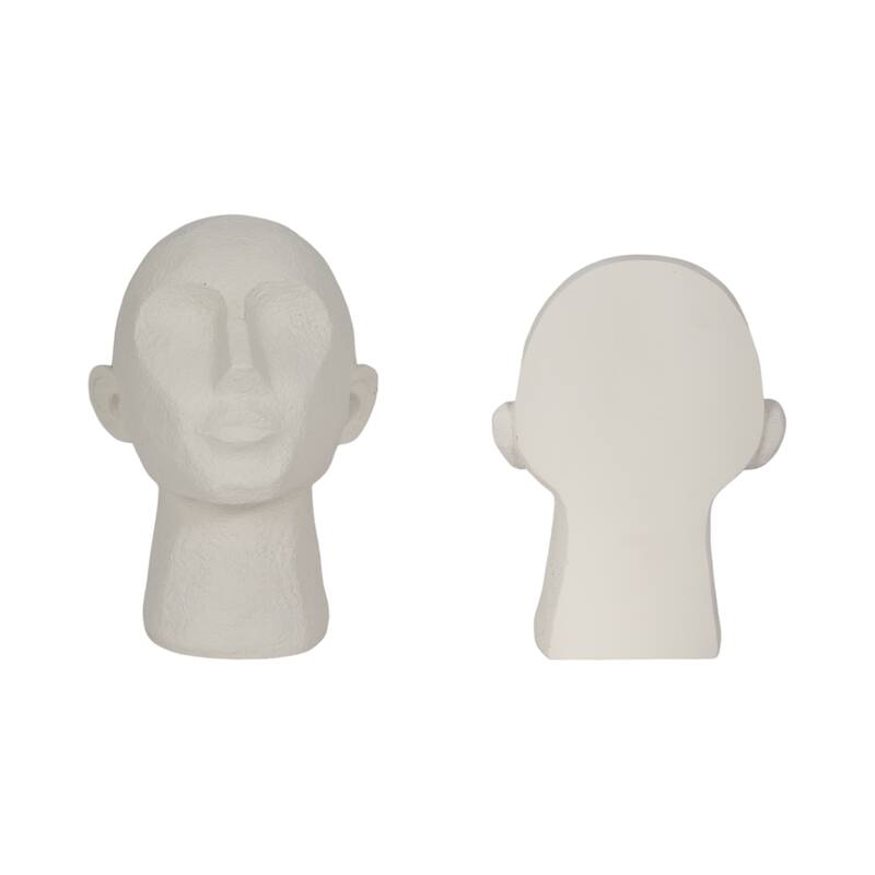 Sagebrook Home Elegant White 9" Textured Head Up Bookends (Set of 2) - 9.0"