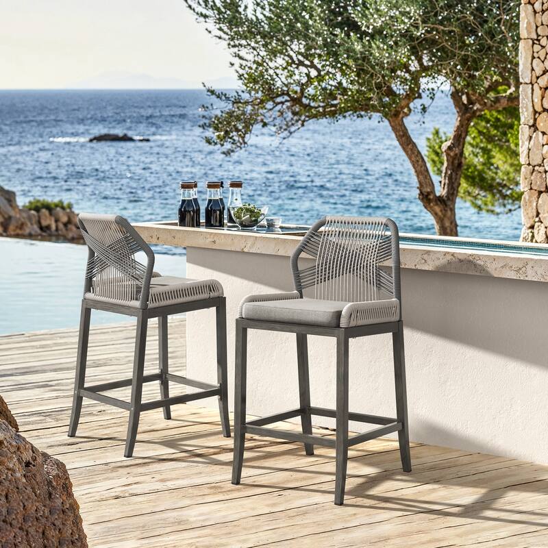 Modern Aluminum Counter Height Bar Stools, Upholstered Counter Stools with Back - 27.5"H
