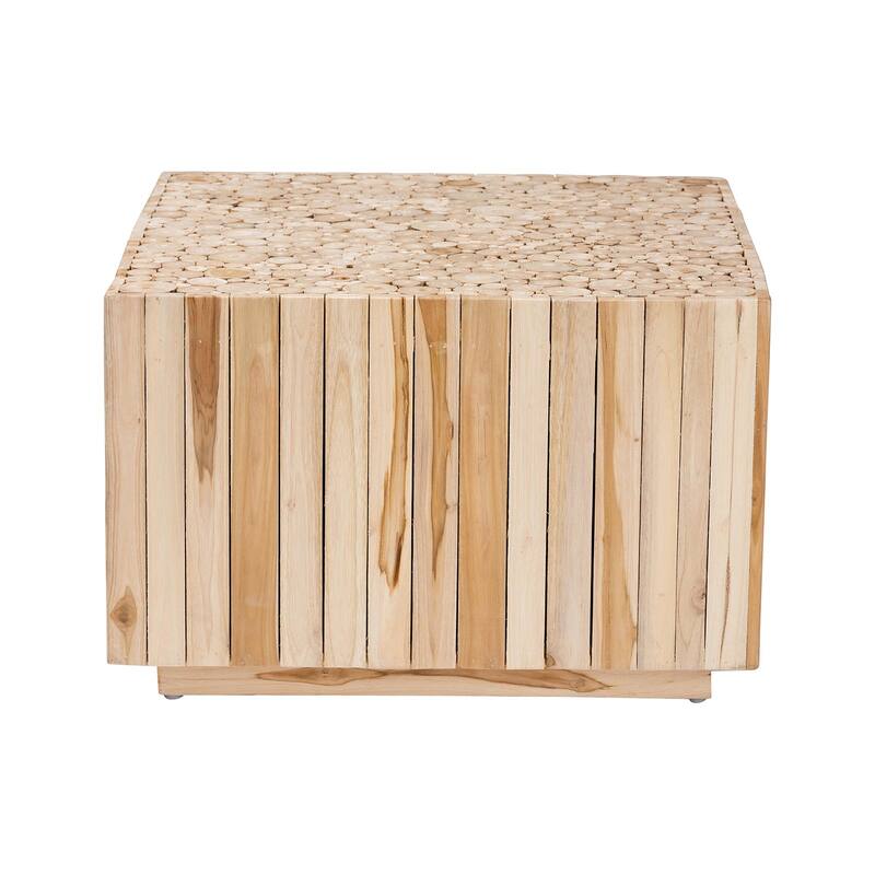 Augusta Bohemian Natural Teak Wood Coffee Table with Unique Repurposed Wood Logs