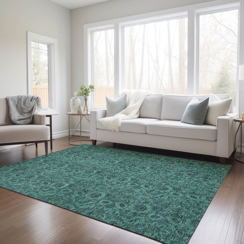 Machine Washable Indoor/ Outdoor Chantille Floral Rug