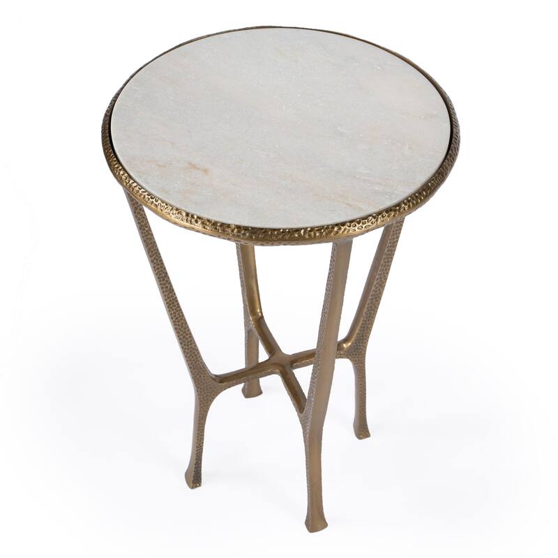Handmade Flavio Metal and Stone End Table (India)
