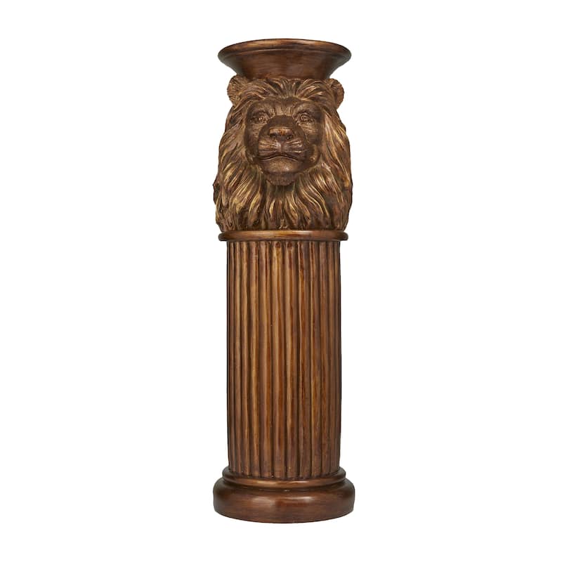 Polystone Lion Pedestal Table - Bronze - Roche River Decor