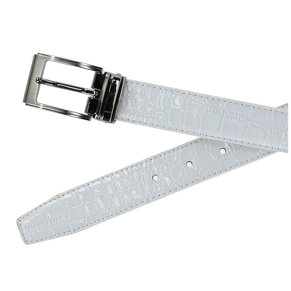 New CTM Big /& Tall Leather Croc Print Dress Belt with Clamp On Buckle