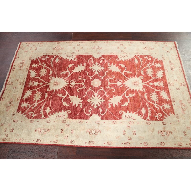 Vegetable Dye Floral Chobi Peshawar Oriental Wool Area Rug Handmade - 3'5" x 5'1"
