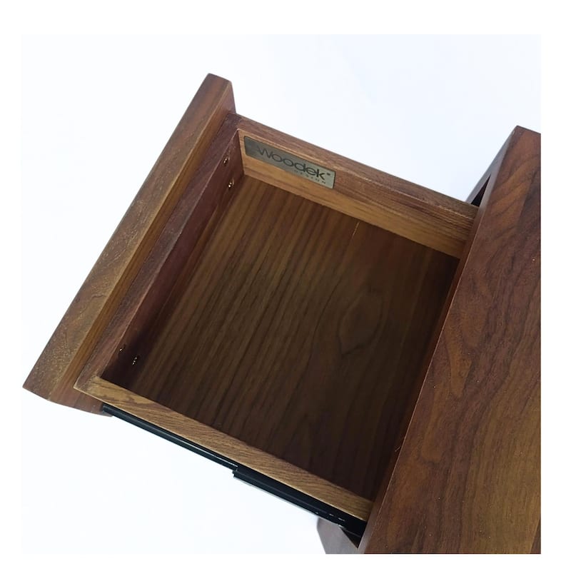 American Walnut Hardwood Floating Nightstand Scandinavian Design Bedside Table - One Sof-Close Drawer